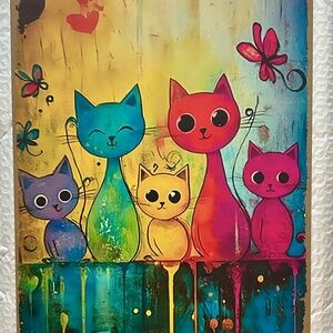 The COLORFUL CATS Sign Metal Tin Aluminum 8"x12"